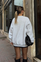 Gri Enjoy Dantel Garnili İçi Pamuklu Kadın Sweatshirt