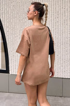 Vizon Sun And Moon Baskılı Oversize Kadın Tshirt