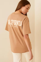 Vizon Clfrnia Sırt Baskılı Oversize Kadın Tshirt