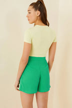 Sarı Yelken Baskılı Crop Tshirt