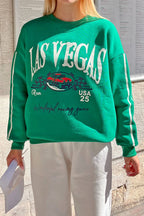 Yeşil Las Vgs Baskılı İçi Pamuklu Kadın Sweatshirt