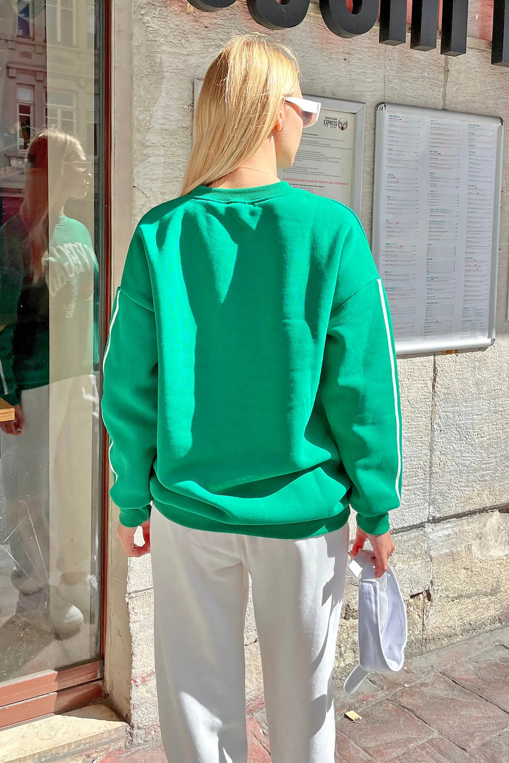 Yeşil Las Vgs Baskılı İçi Pamuklu Kadın Sweatshirt
