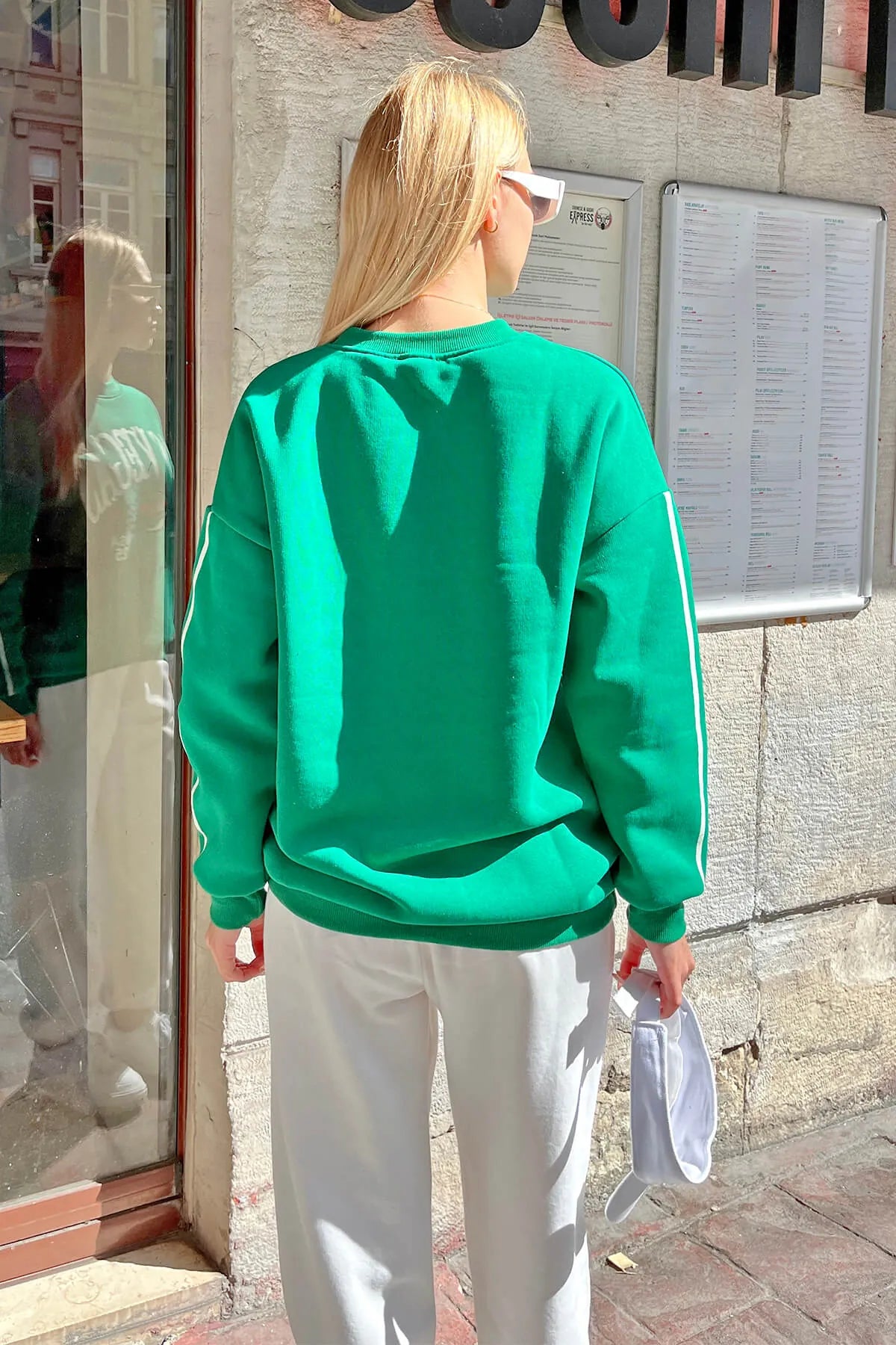 Yeşil Las Vgs Baskılı İçi Pamuklu Kadın Sweatshirt