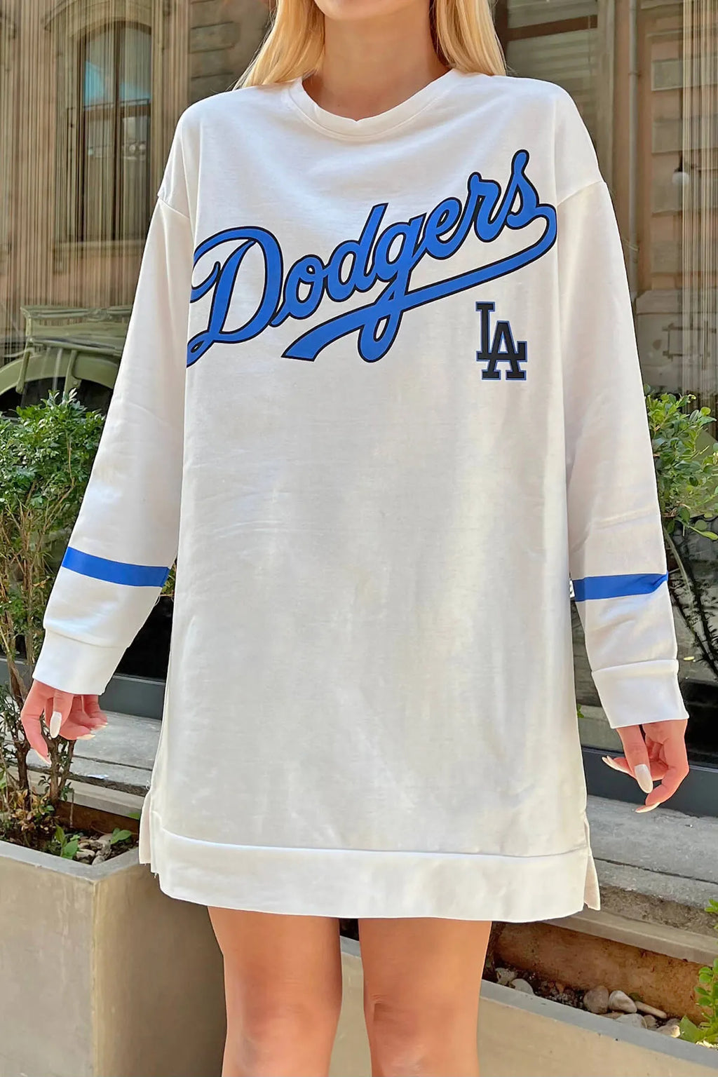 Beyaz Los 59 Ön-Arka Baskılı Oversize Kadın Sweatshirt