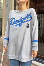 Gri Los 59 Ön-Arka Baskılı Oversize Kadın Sweatshirt