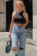 Siyah Monaco Kadın Crop