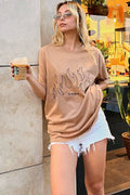 Vizon Angel Baskılı Oversize Kadın Tshirt