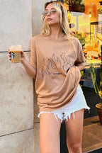 Vizon Angel Baskılı Oversize Kadın Tshirt