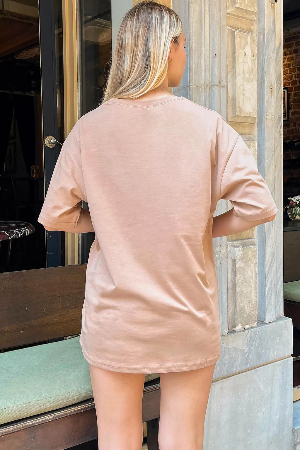 Vizon West Coast Baskılı Oversize Kadın Tshirt