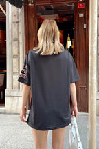 Siyah Space Baskılı Oversize Kadın Tshirt