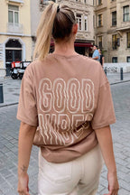 Vizon Good Vibes Sırt Baskılı Oversize Kadın Tshirt