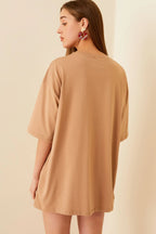 Vizon Extra Oversize Kadın Basic Tshirt