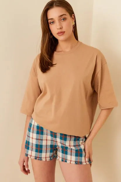 Vizon Extra Oversize Kadın Basic Tshirt