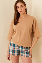 Vizon Extra Oversize Kadın Basic Tshirt