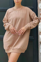 Vizon Bisiklet Yaka Oversize Kadın Sweatshirt