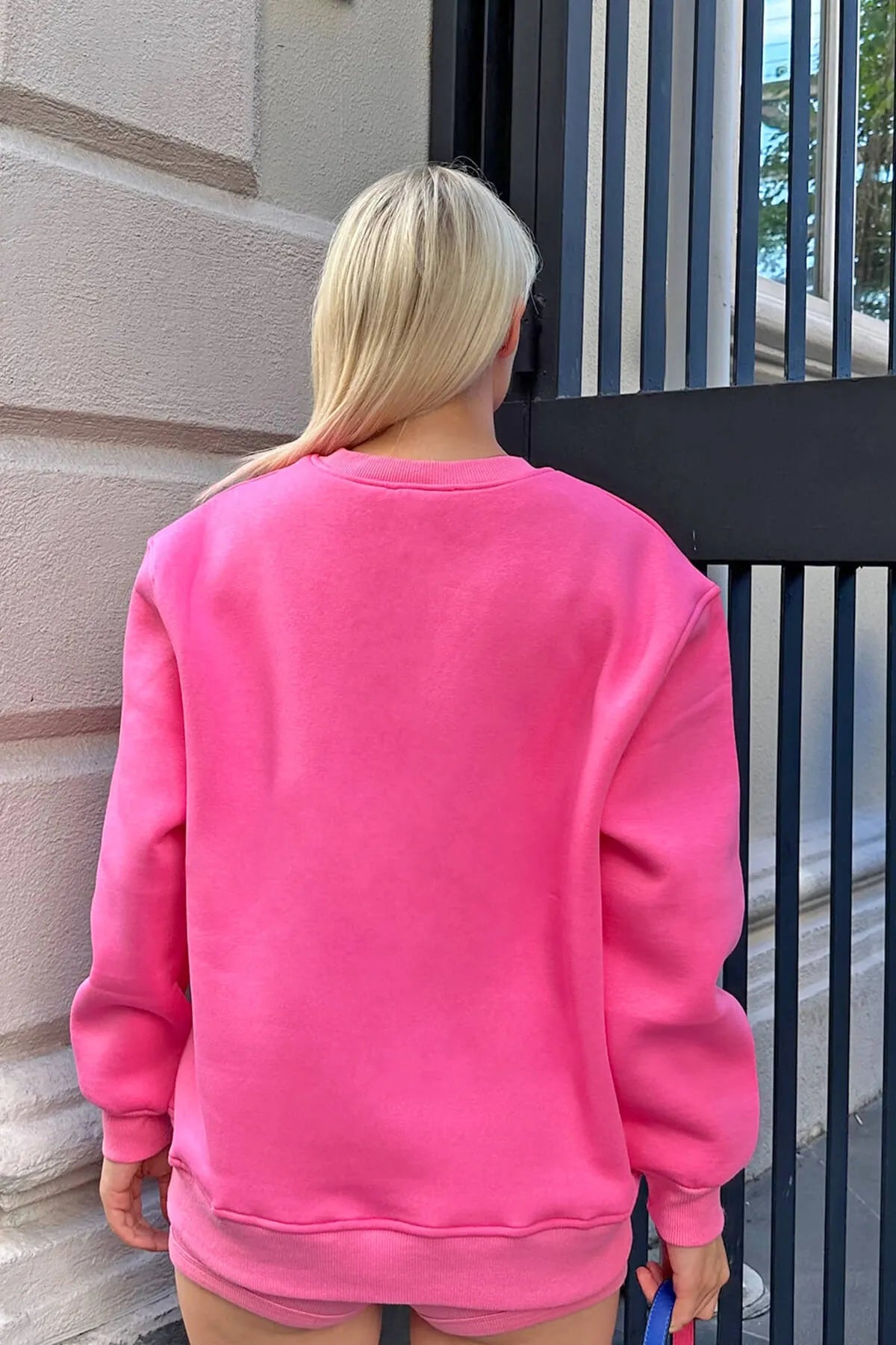 Pembe Season Nyc Baskılı İçi Pamuklu Kadın Sweatshirt
