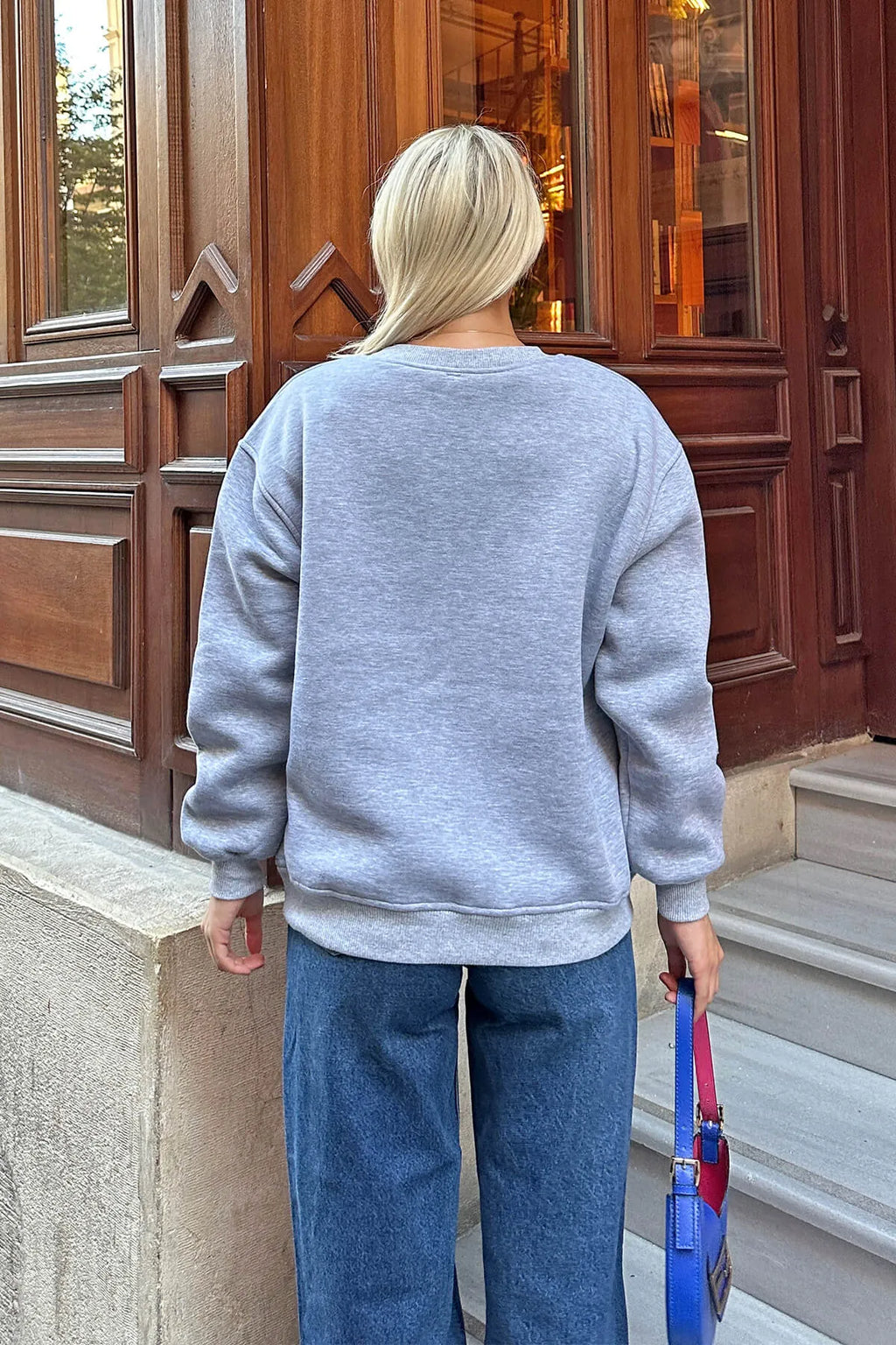 Gri Giants Nakışlı İçi Pamuklu Kadın Sweatshirt