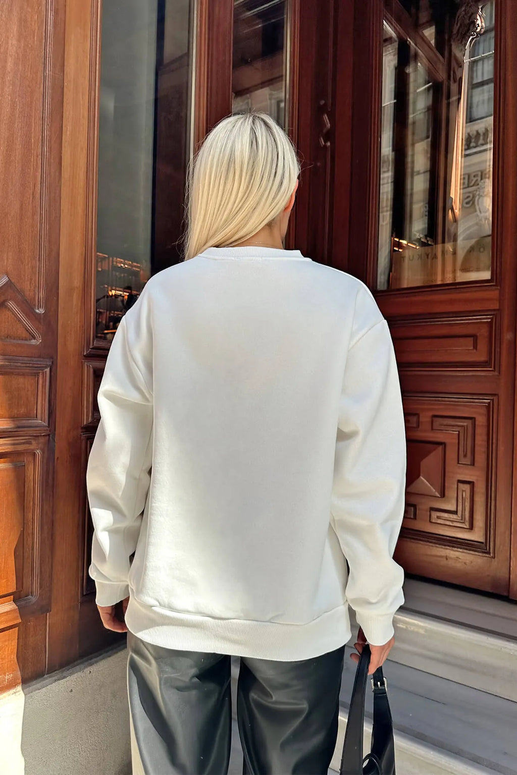 Beyaz Tennis Baskılı İçi Pamuklu Kadın Sweatshirt