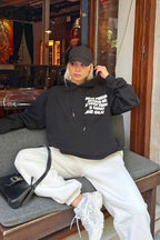Siyah Dear Person Sırt Baskılı İçi Pamuklu Kadın Sweatshirt
