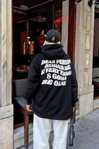Siyah Dear Person Sırt Baskılı İçi Pamuklu Kadın Sweatshirt