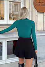 Mint Yeşili Yarım Balıkçı Omuz ve Bel Drapeli Kadın Bluz Crop
