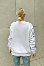 Beyaz Clfrnia Nakışlı Bisiklet Yaka İçi Polarlı Kadın Sweatshirt