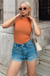 Somon Sıfır Kol Yarım Balıkçı Kadın Body Bluz
