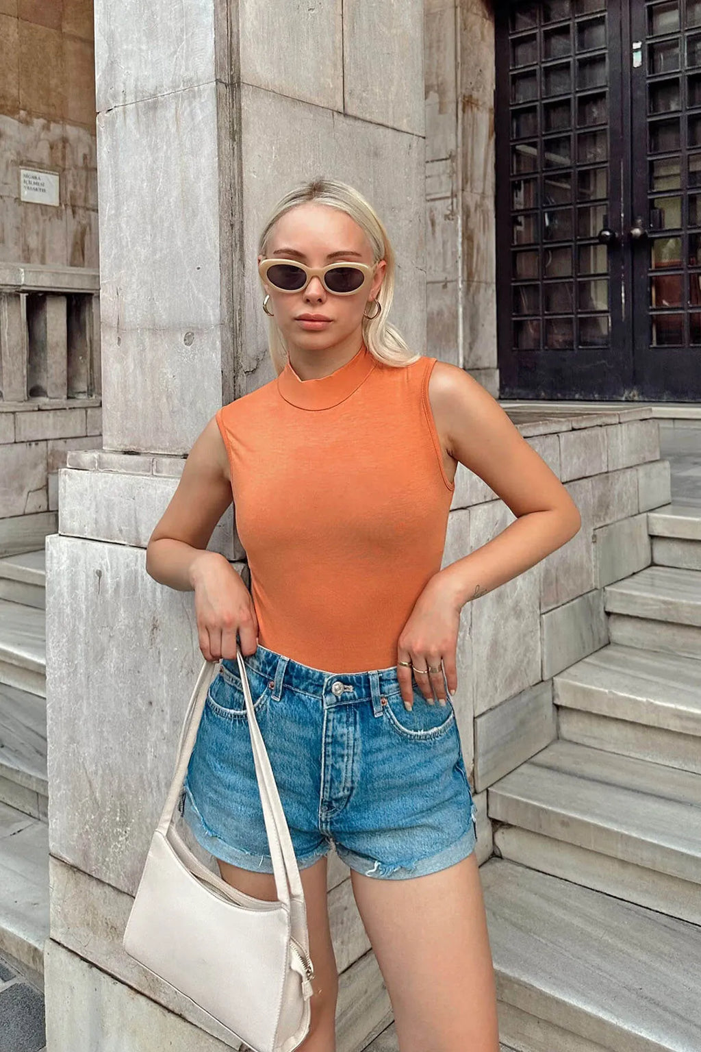 Somon Sıfır Kol Yarım Balıkçı Kadın Body Bluz