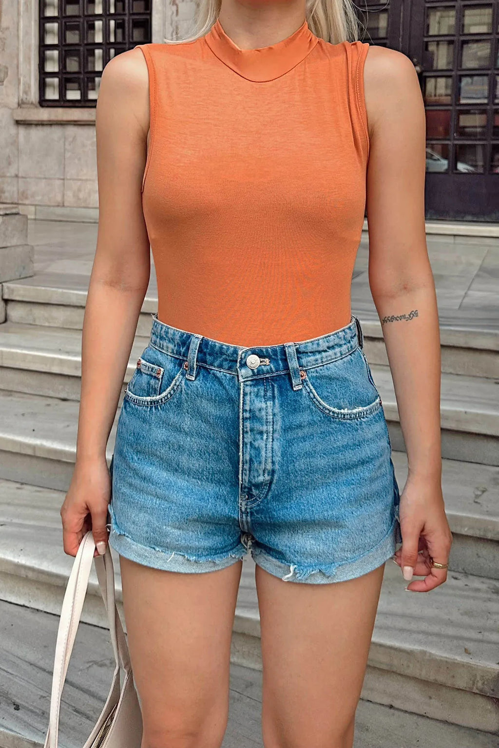 Somon Sıfır Kol Yarım Balıkçı Kadın Body Bluz