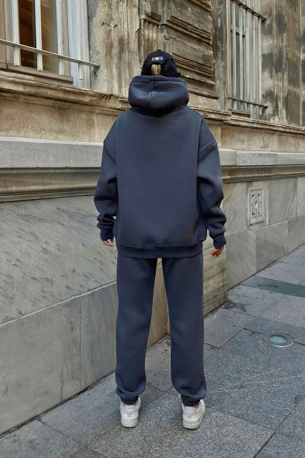 Füme Felpa Kapüşonlu Sweatshirt-Eşofman İçi Şardonlu Kadın Eşofman Takımı