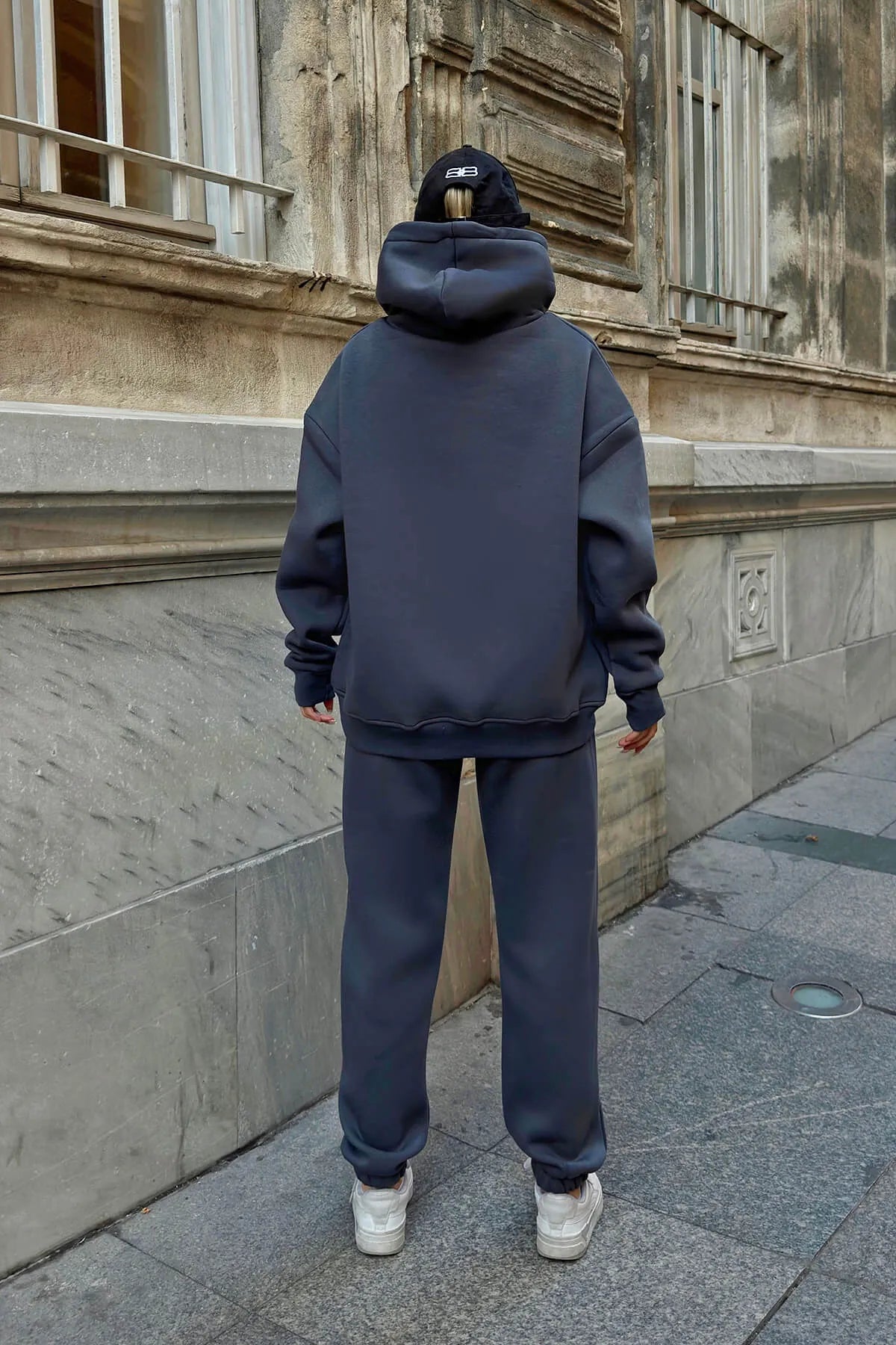 Füme Felpa Kapüşonlu Sweatshirt-Eşofman İçi Şardonlu Kadın Eşofman Takımı
