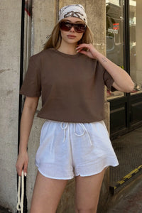 Vizon Basic Bisiklet Yaka Modal Kumaş Kadın T-shirt