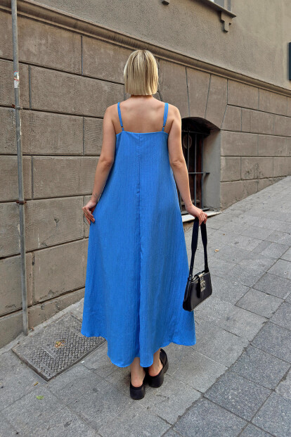 Mavi Raby Ayarlanabilir Askılı Rahat Kesim Kadın Midi Elbise - 5